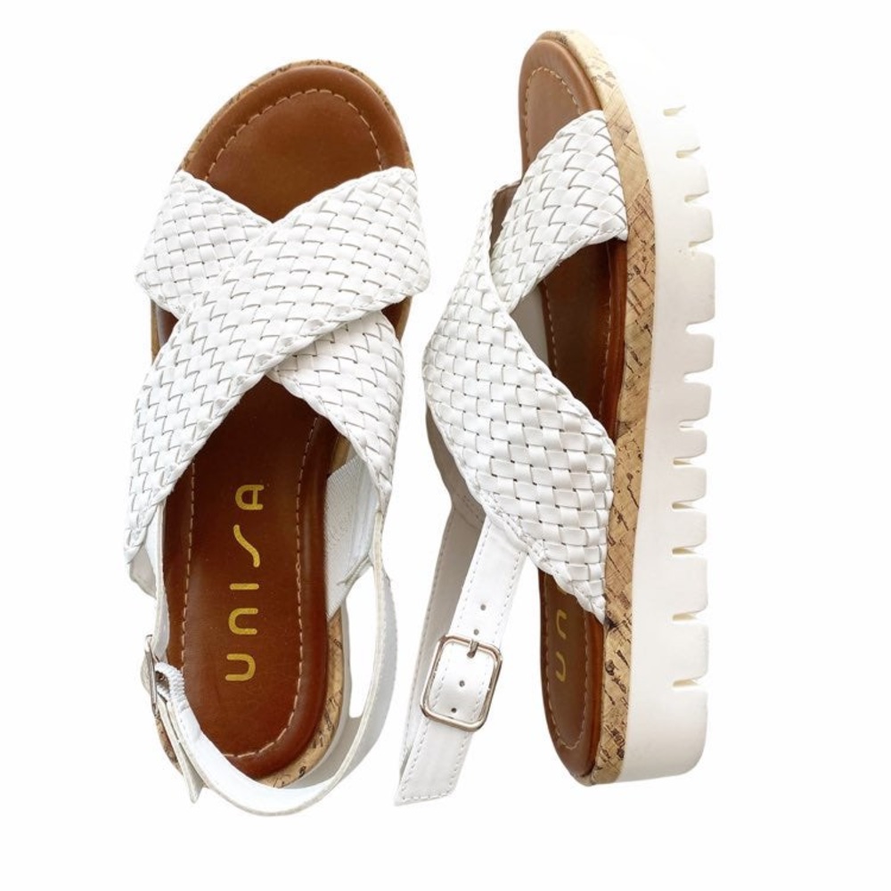 Platform Sandals White braided 9M